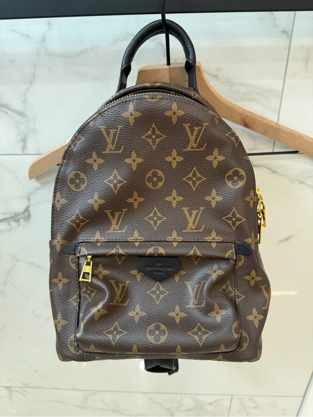 LV Brown Monogram Mini Backpack Gold Hardware Black Trim